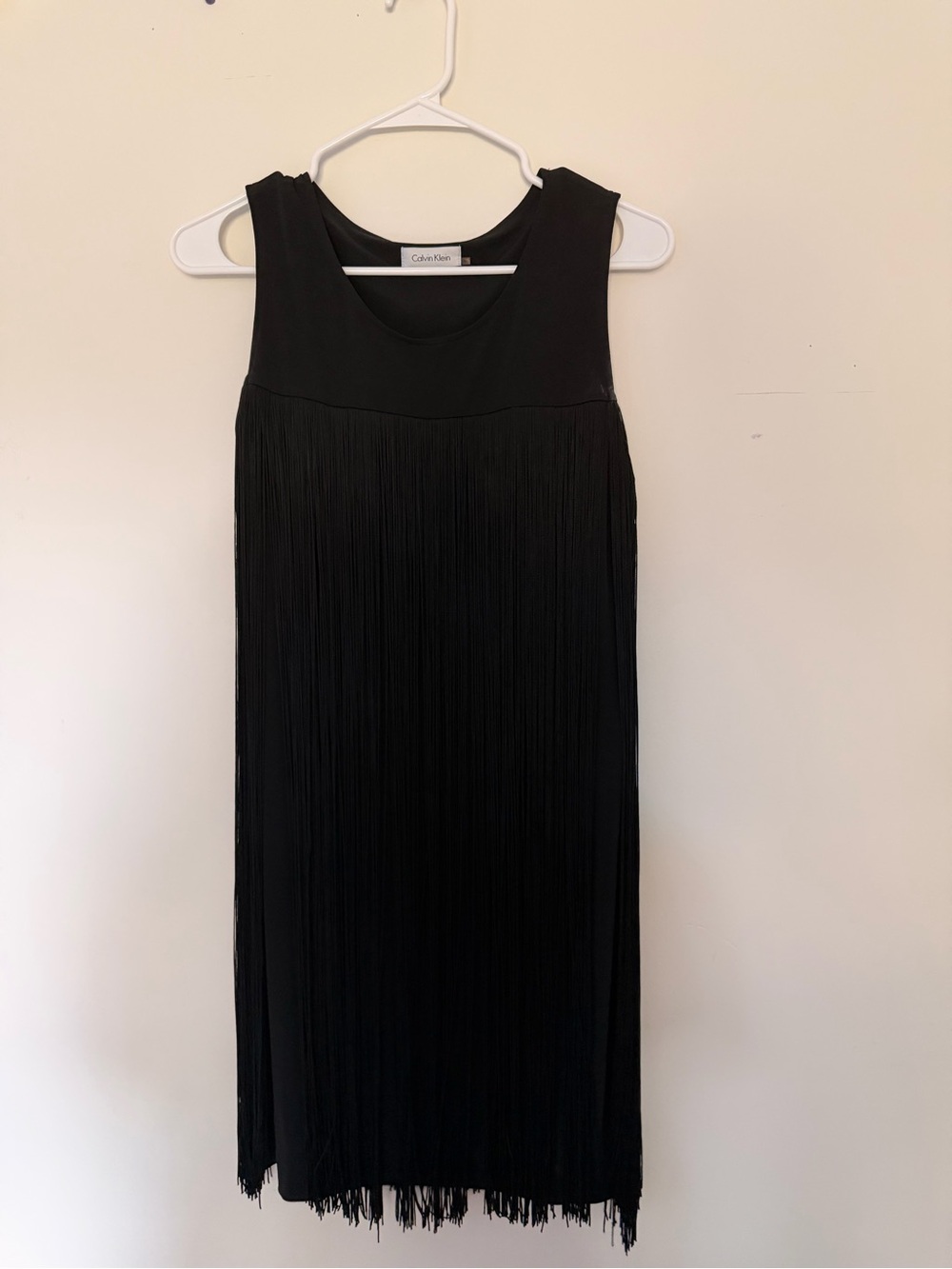 Calvin Klein vintage Black Fringe Sleeveless Shift Dress